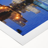 Art deco poster of Houston skyline in monochrome shades on rolled canvas, suitable for dining room wall art.