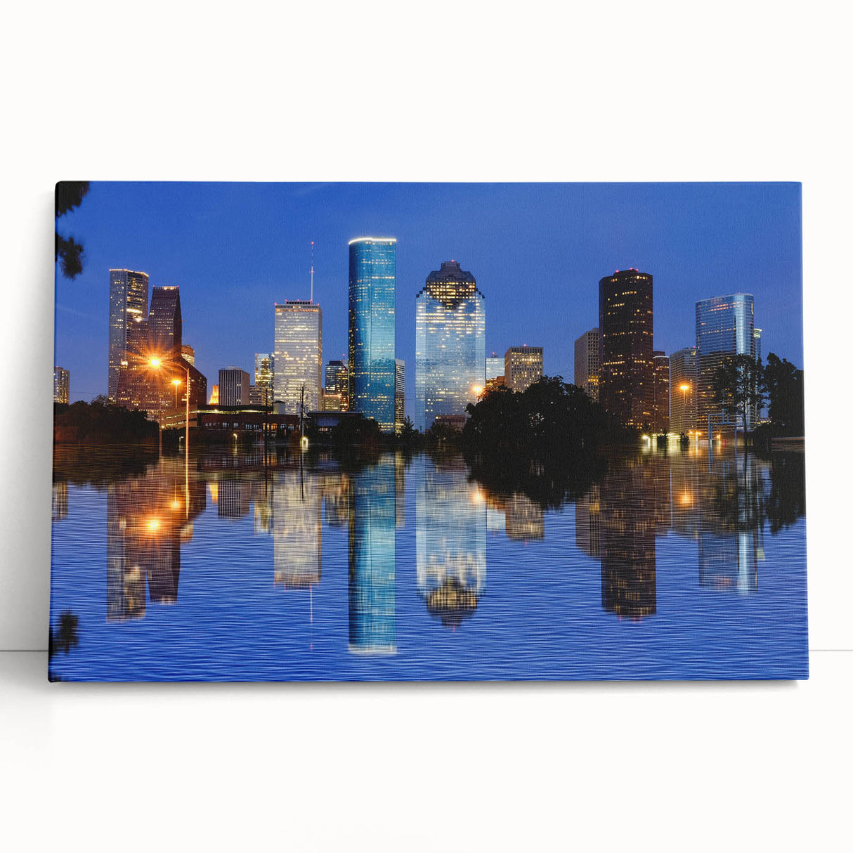 Black and white large canvas print of Houston skyline, ideal for kitchen wall art or bedroom ambiance.