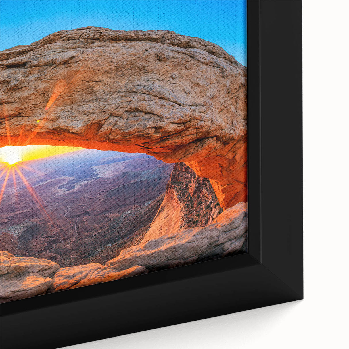 Extra large black wall art of Arches National Park in Utah, featuring vibrant colors and textured canvas.