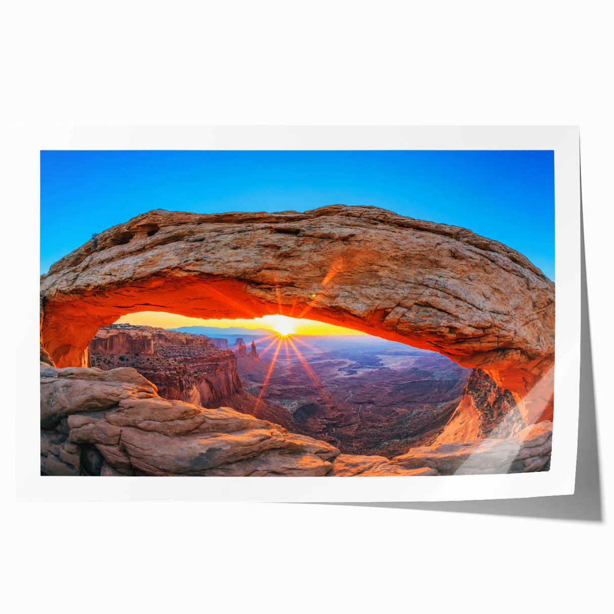 Rolled print of Arches National Park with earthy red and orange tones, ideal for art wall dining room.