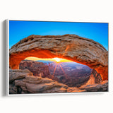 Vintage poster art of Utah's Canyonlands in vibrant colors, framed canvas ideal for living room decor.