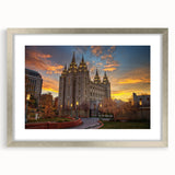 Textured art print of Salt Lake City with abstract elements in muted earth tones, framed in silver, ideal for bedroom decor.