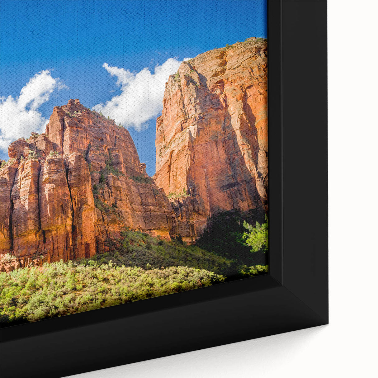 Textured black wall art depicting Zion National Park with vibrant, colorful details on a framed canvas.