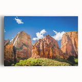 Black and white stretched canvas featuring a large Zion National Park landscape, ideal for kitchen wall art.