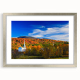 Textured art print of an abstract Vermont landscape in muted earth tones, framed in silver, ideal for bedroom decor.