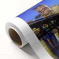 Art deco poster of Virginia scenery on rolled canvas, featuring muted earth tones, ideal for nursery wall art.