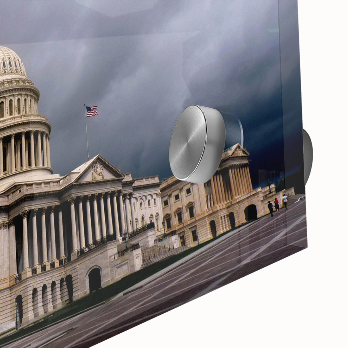Acrylic print of the Washington DC Capitol in muted gray tones, suitable as large dining room art.