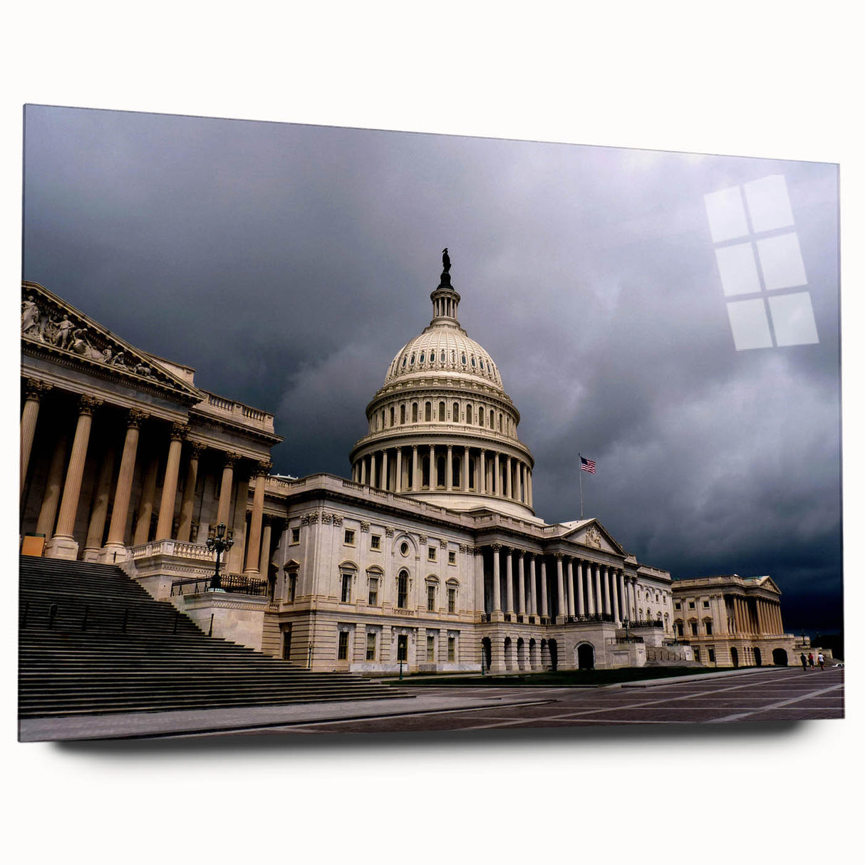 Acrylic print of the Washington DC Capitol in muted gray tones, ideal for bedroom or dining room art.