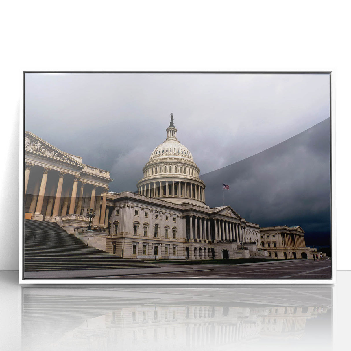 Acrylic print of the Washington DC Capitol in muted gray tones, ideal for modern art wall decor.
