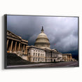 Black and white framed canvas featuring the Washington DC Capitol, ideal for bedroom landscape art.