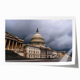 Rolled print of Washington D.C. Capitol with soft pink cherry blossoms, ideal for art wall dining room.