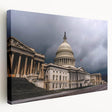 Washington DC Capitol depicted in muted gray tones on a large stretched canvas, suitable for kitchen wall art.