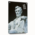 Acrylic print of the Washington DC skyline featuring a close-up view of the Lincoln Memorial in muted gray tones.