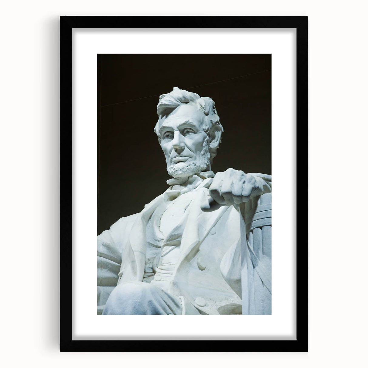 Extra large framed art of abstract Washington DC Lincoln Memorial in colorful, textured tones, ideal for living room decor.