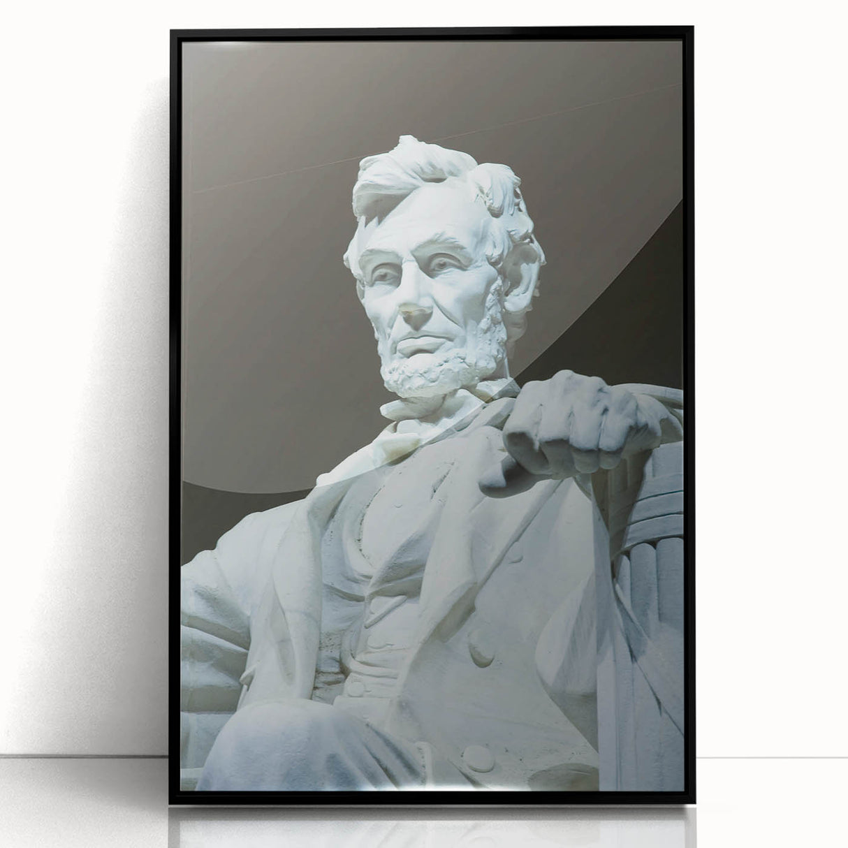 Large abstract wall art of Washington DC skyline in black and white on framed acrylic, ideal for modern office decor.
