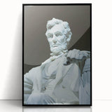 Large abstract wall art of Washington DC skyline in black and white on framed acrylic, ideal for modern office decor.