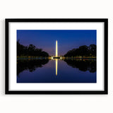 Extra large textured abstract art print of Washington DC monuments in vibrant colors, framed in black.