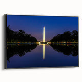 Black and white framed canvas of the Washington DC monument, ideal for bedroom wall decor.