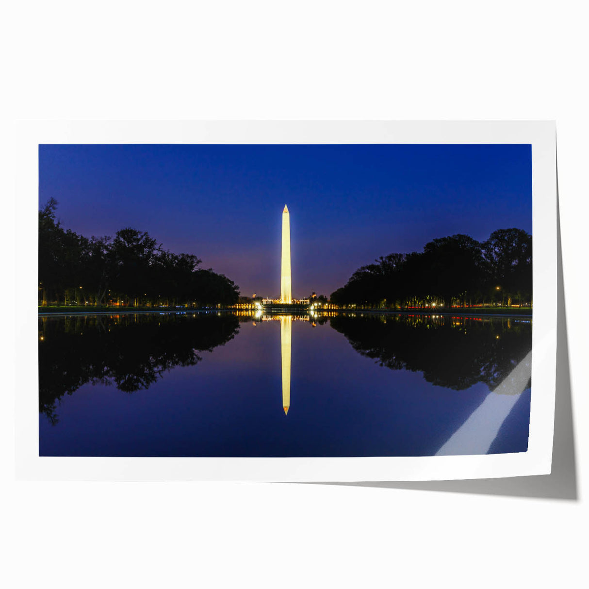 Rolled print of Washington DC monument scenery in muted earth tones, suitable as extra large art wall for a dining room.