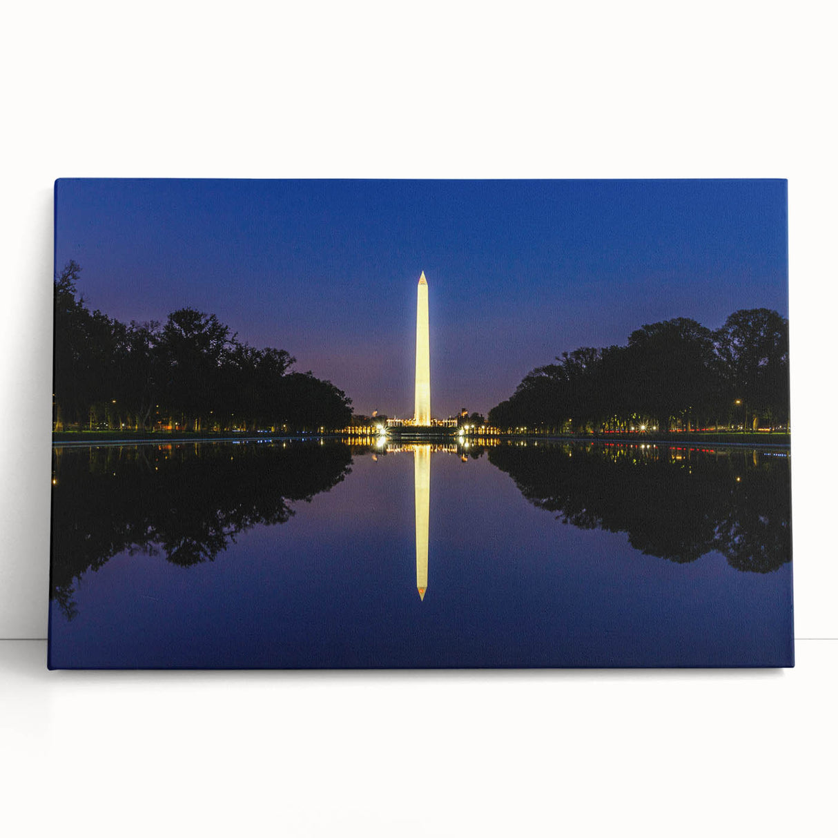 Black and white stretched canvas of Washington D.C. monuments, ideal for kitchen wall art or bedroom ambiance.