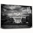 Acrylic print of the Washington DC skyline featuring the White House, rendered in muted colors.