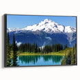 Black and white wall art featuring Mount Rainier landscape on framed canvas, ideal for bedroom decor.