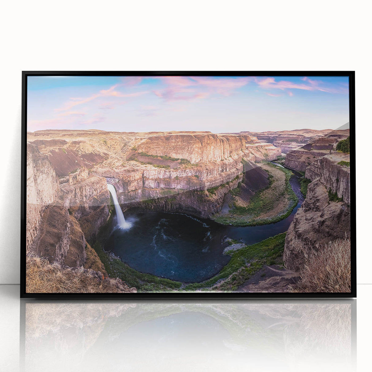 Large abstract wall art of Palouse, Washington in muted earth tones on a framed acrylic, ideal for modern living room decor.
