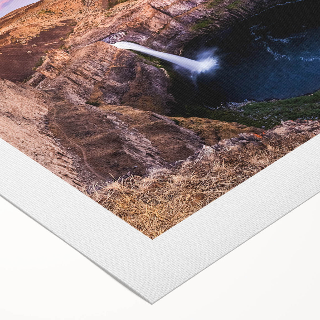 Art deco poster of Palouse, Washington scenery in muted earth tones on rolled canvas, suitable for dining room decor.
