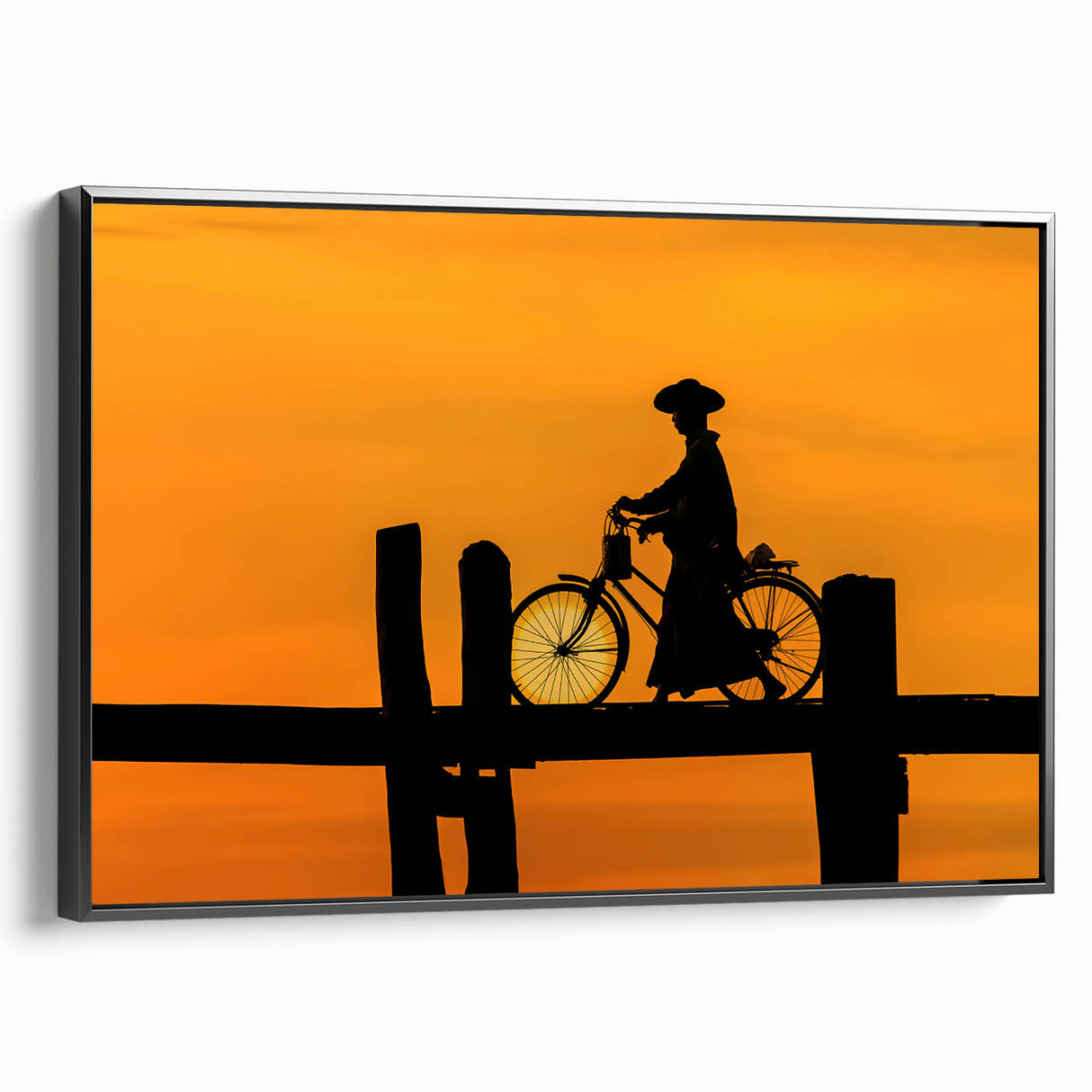 Black and white framed canvas of a West Virginia landscape in vintage poster style, ideal for bedroom decor.