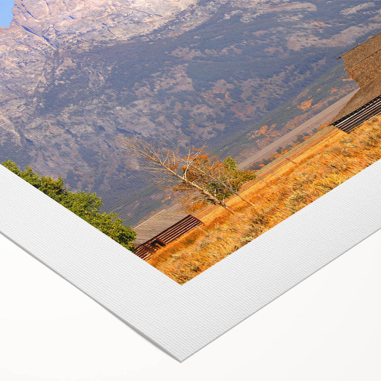 Art deco poster of the Grand Tetons in muted earth tones on rolled canvas, suitable for dining room wall art.