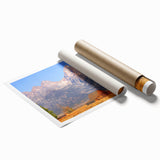 Extra large rolled print of the Grand Tetons with vibrant green and blue tones, ideal for classy bathroom wall art.
