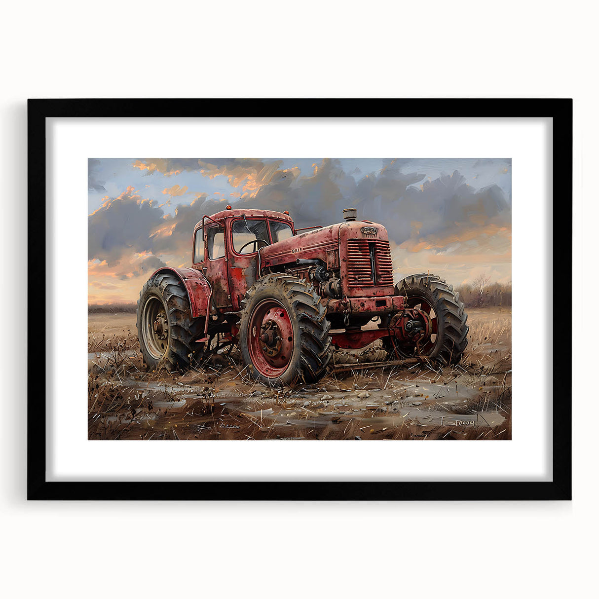 Abstract art print featuring vibrant, textured vehicles in multiple colors on a large canvas, ideal for living room decor.