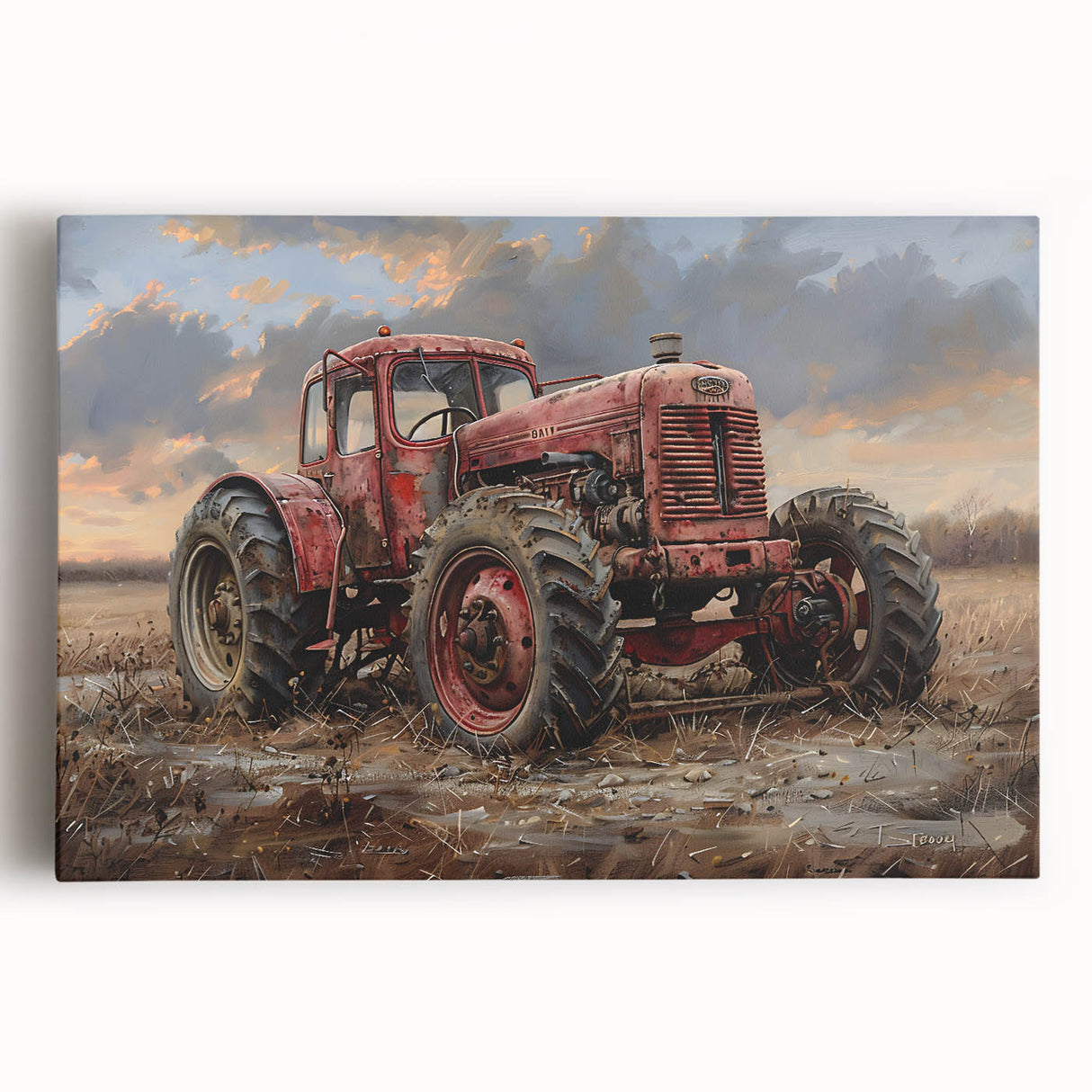 Black and white stretched canvas featuring a vintage car, ideal for kitchen wall art.