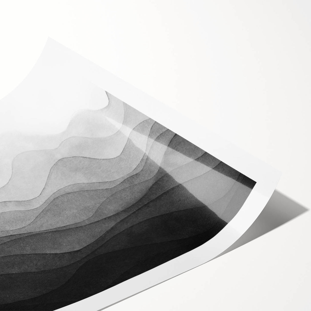 Black and White Office Wall Art – Abstract Gradient Landscape