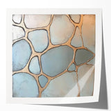Abstract geometric photo print mockup set showcasing glossy textures and vibrant colors, ideal for modern decor or design presentations. The arrangement highlights unique shapes and patterns, making it a stylish addition to any artistic space.