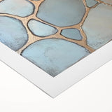 Abstract geometric rolled canvas art in vibrant colors, showcasing angular shapes and modern design elements, packaged securely in a protective cardboard tube for safe delivery.