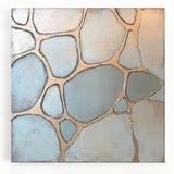 Abstract geometric stretched canvas artwork in vibrant colors, showcasing intricate shapes and patterns, perfect for modern home decor and artistic expression.
