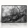 Large abstract wall art featuring geometric shapes in black and white, acrylic print in a black frame.