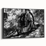 Black and white framed canvas of a vintage architectural landscape, ideal for bedroom wall art.