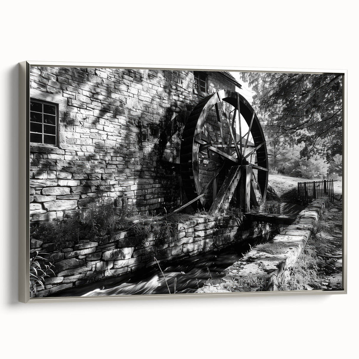 Landscape art painting of a vintage cityscape in muted colors on a framed canvas, ideal for office decor.