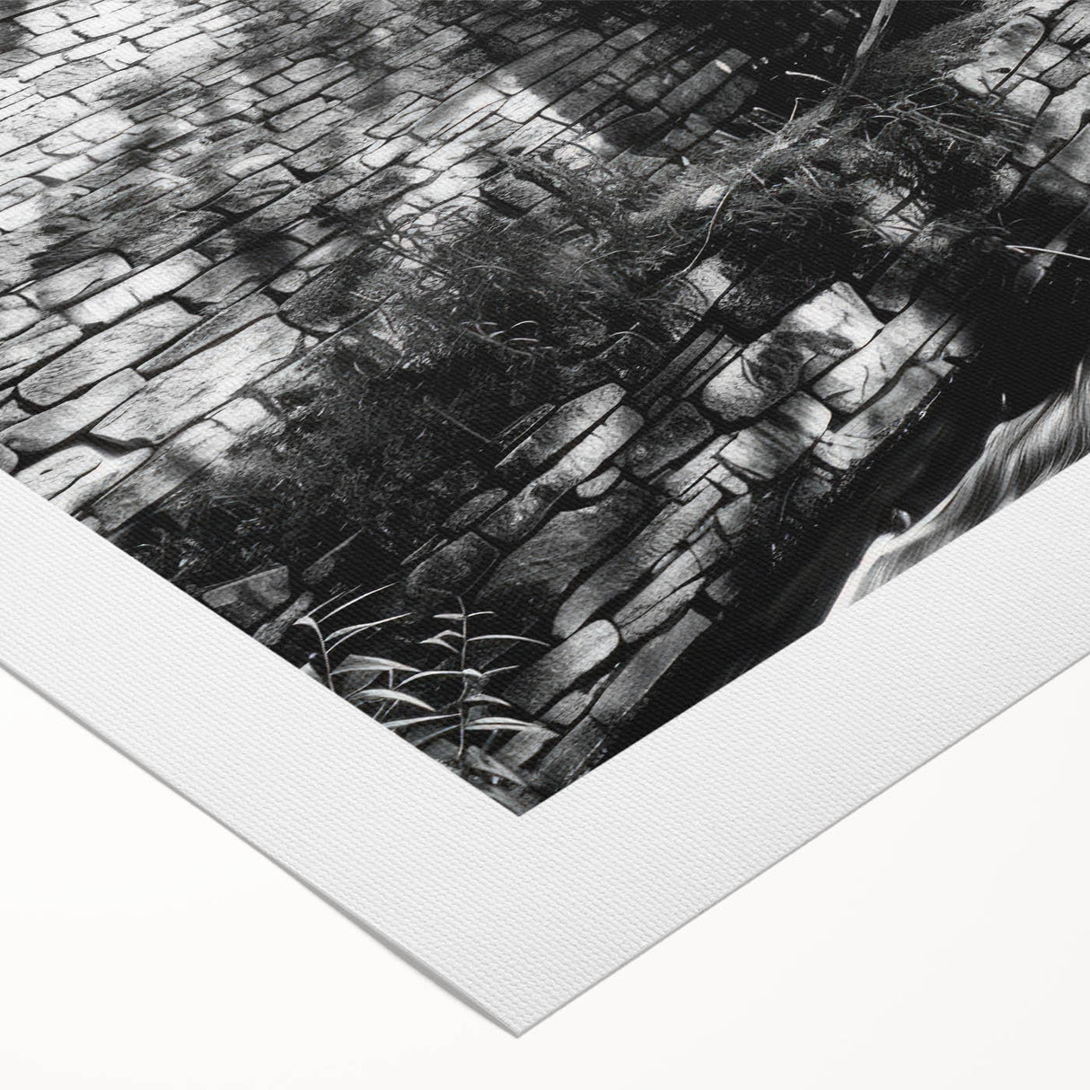 Art deco poster featuring geometric architecture in monochrome tones on rolled canvas, suitable for dining room wall art.