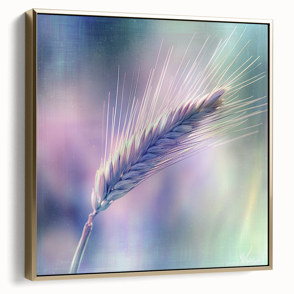 Framed canvas artwork featuring an elegant floral and botanical design in silver and gold tones, perfect for enhancing home decor with a touch of nature.