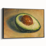 Black and white wall art featuring a vintage poster of assorted fruits, framed canvas, ideal for bedroom decor.
