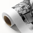 Art deco poster featuring a stylized family meal scene in muted pastels on rolled canvas, ideal for dining room decor.