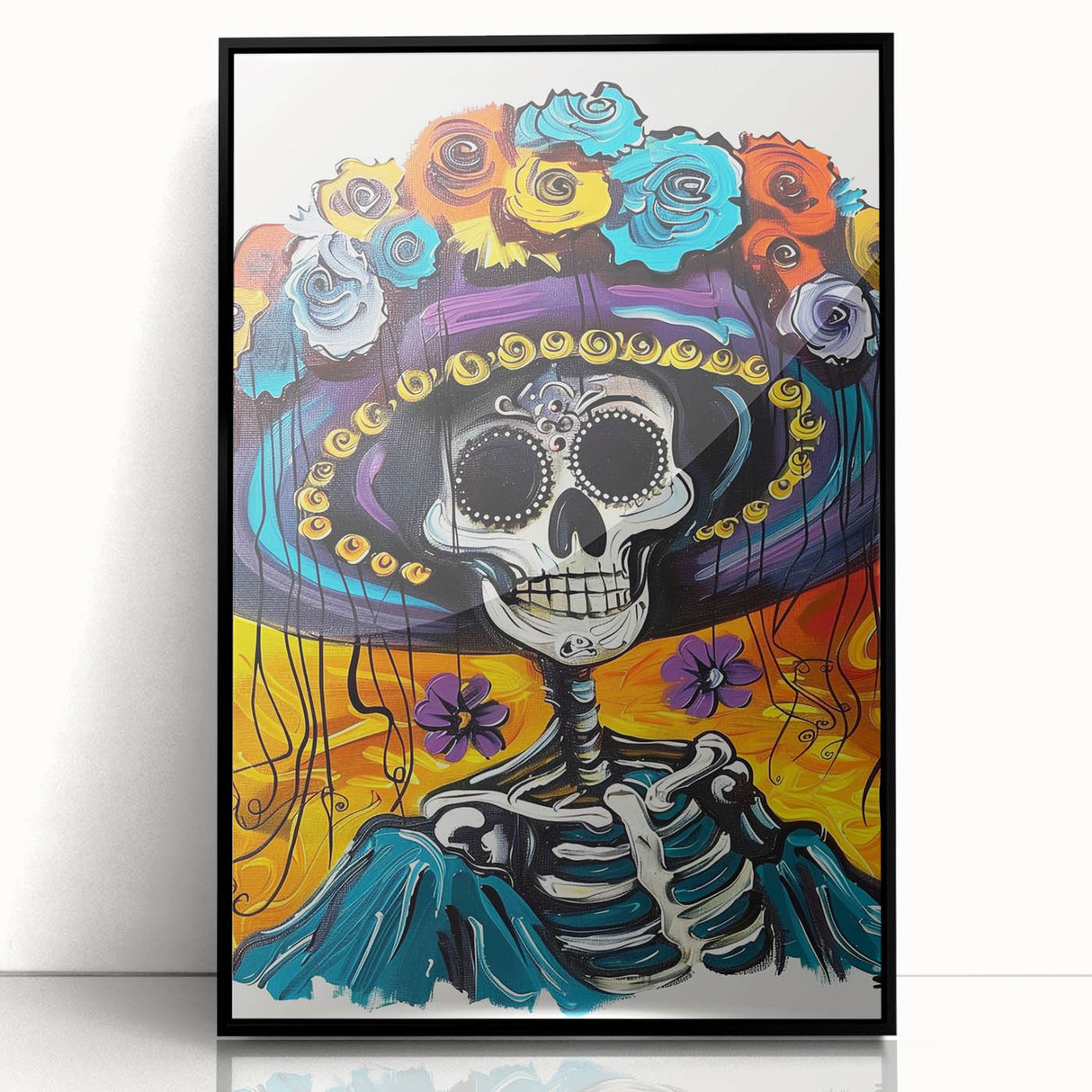Vibrant Catrina Skull – Día de los Muertos Wall Art