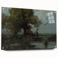 A Bushy Tree by the Lake - Impressionist Landscape by Lajos Csordák