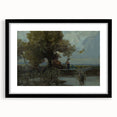 A Bushy Tree by the Lake - Impressionist Landscape by Lajos Csordák
