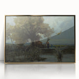 A Bushy Tree by the Lake - Impressionist Landscape by Lajos Csordák