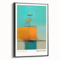 Black and white landscape painting on framed canvas, featuring a serene minimalist style, ideal for bedroom wall decor.