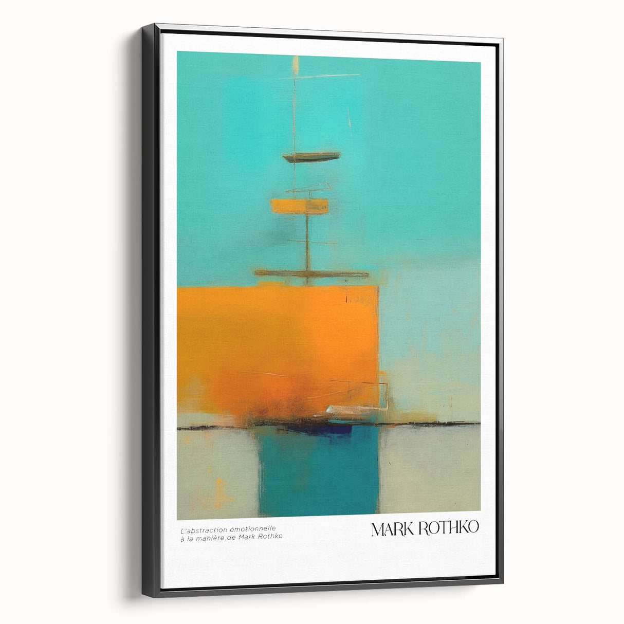 Black and white landscape painting on framed canvas, featuring a serene minimalist style, ideal for bedroom wall decor.